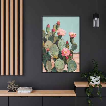 Framed Canvas - Arizona Blooming Cactus Color