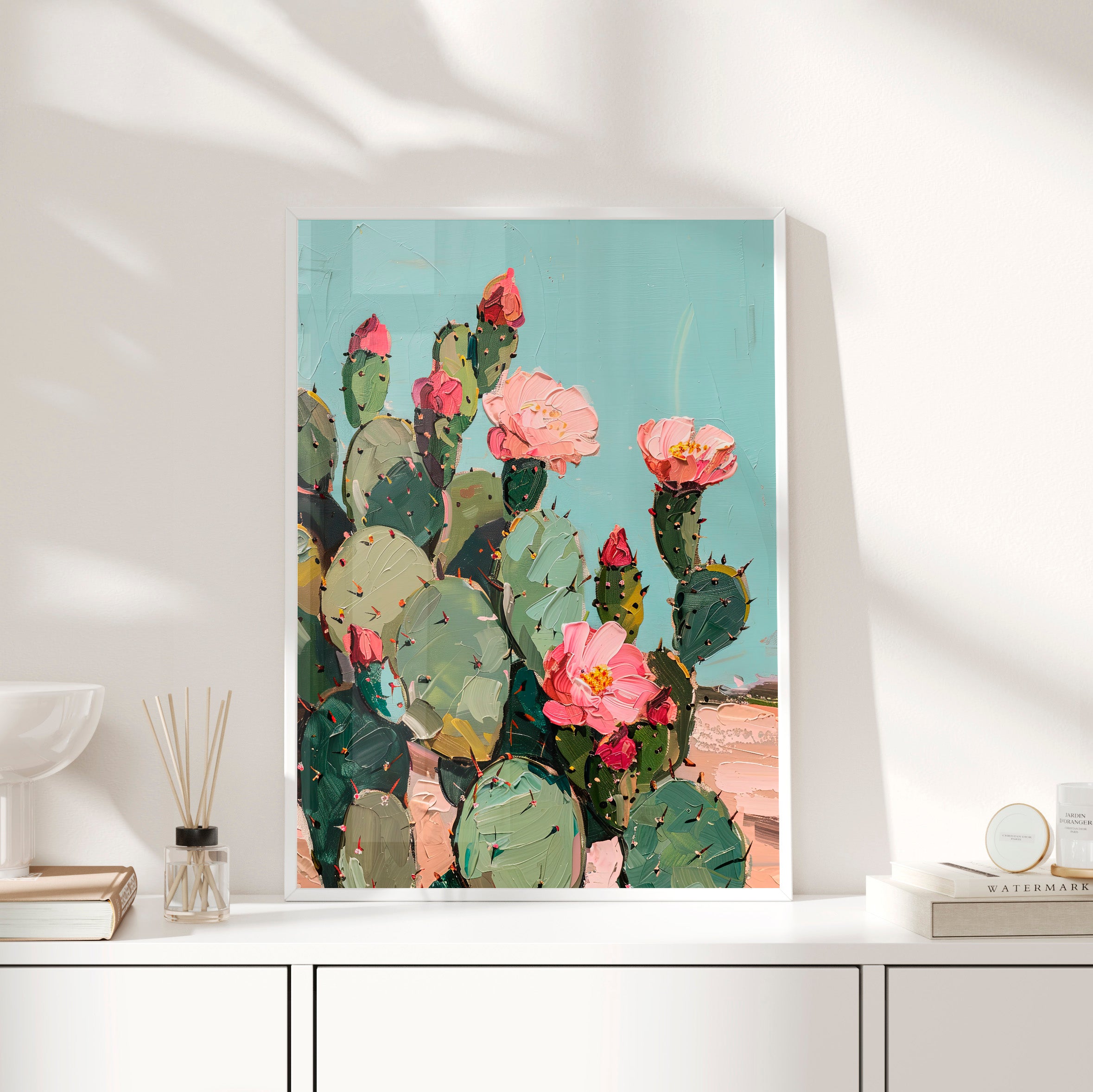 Framed Paper Print - Arizona Blooming Cactus Color