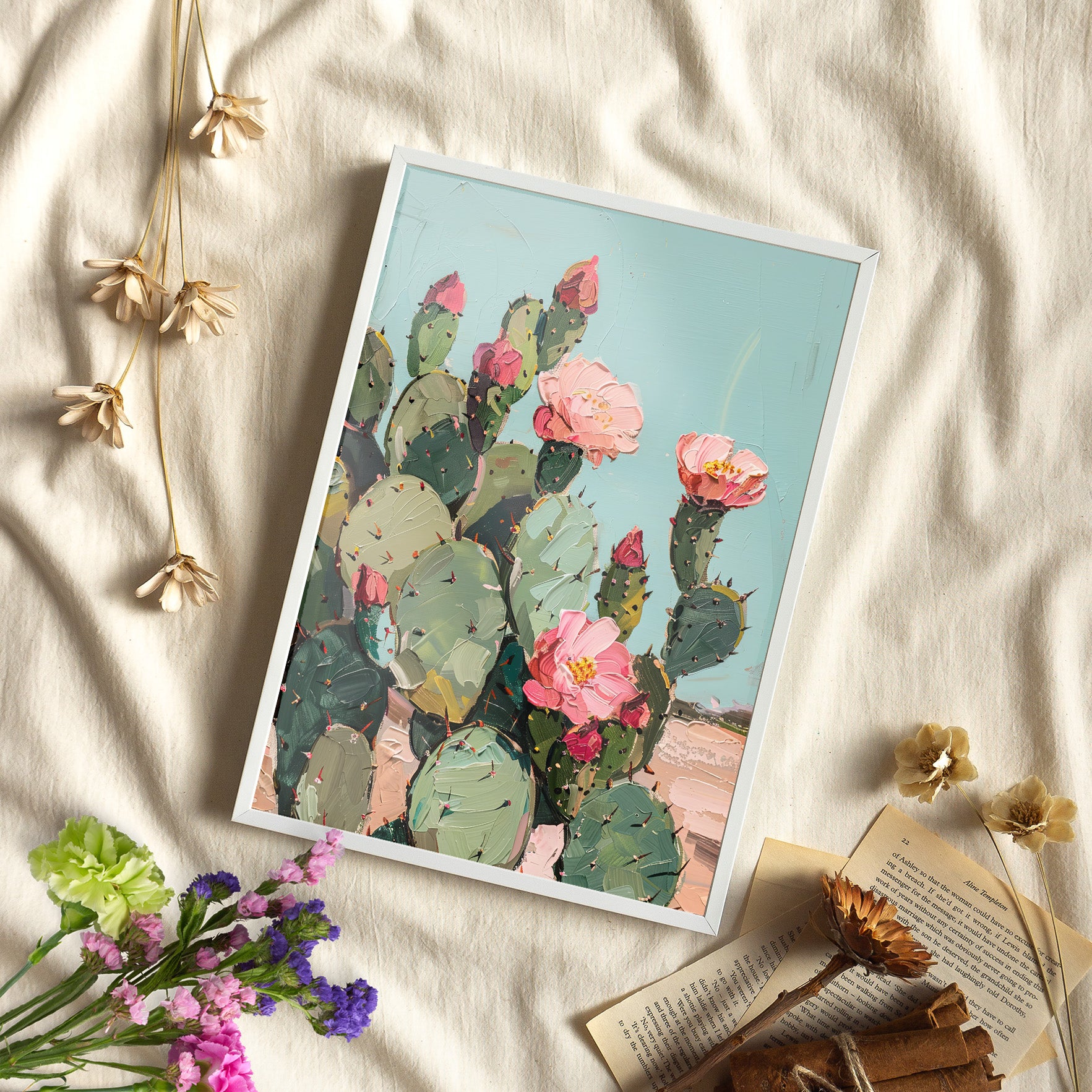 Framed Paper Print - Arizona Blooming Cactus Color