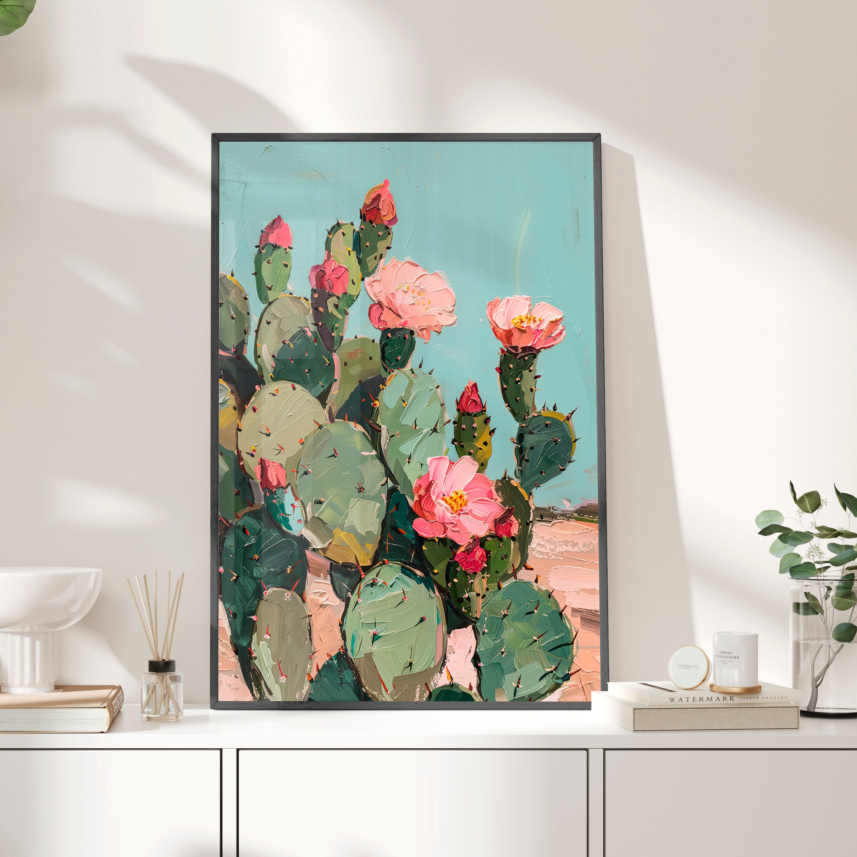 Framed Paper Print - Arizona Blooming Cactus Color