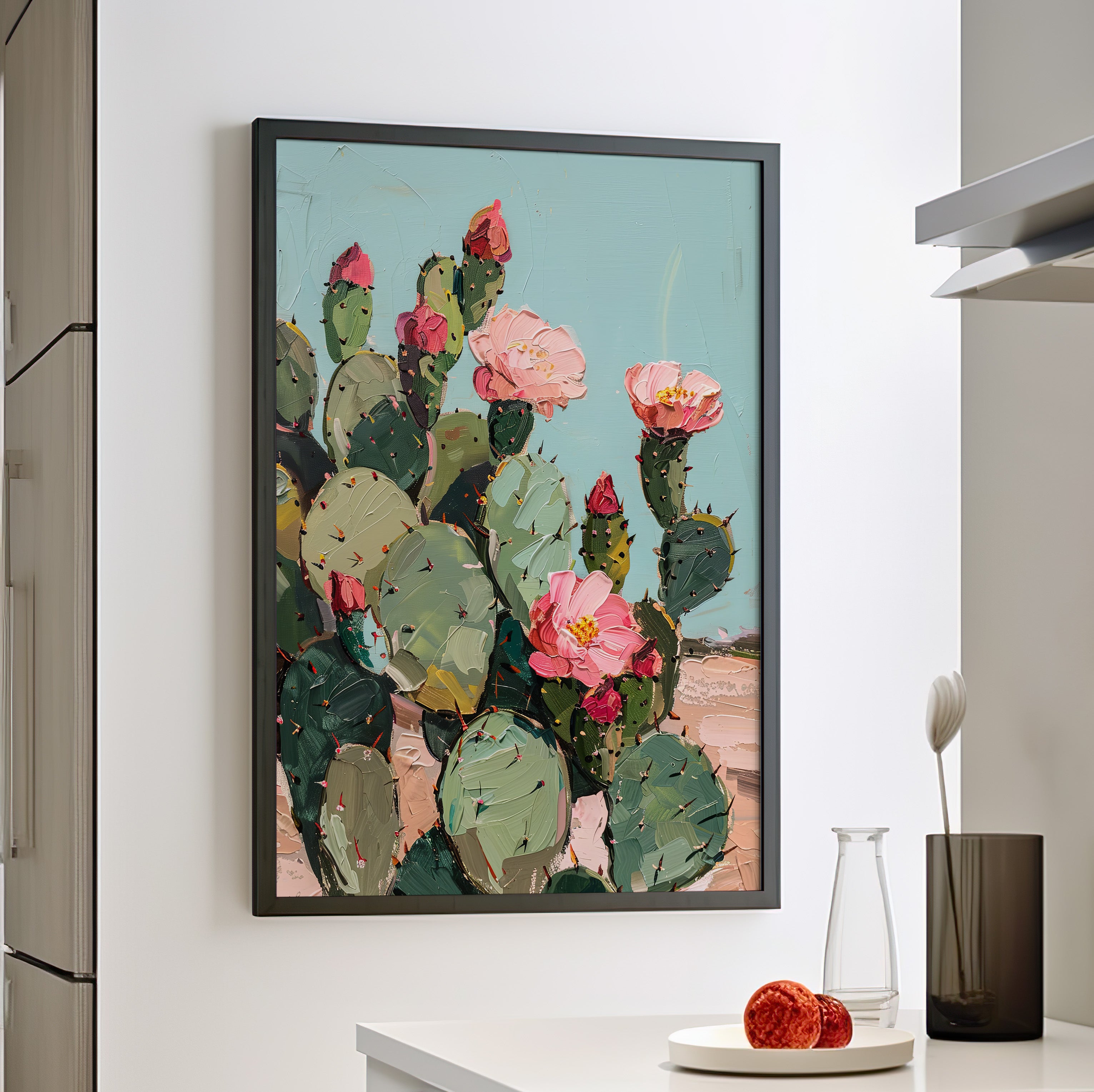 Framed Paper Print - Arizona Blooming Cactus Color