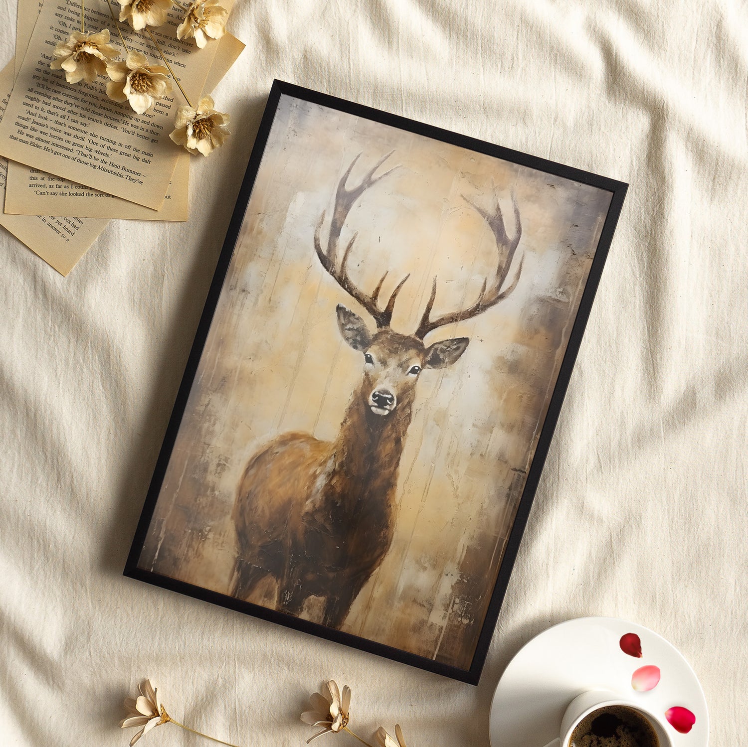 Framed Paper Print - Golden Stag Majesty