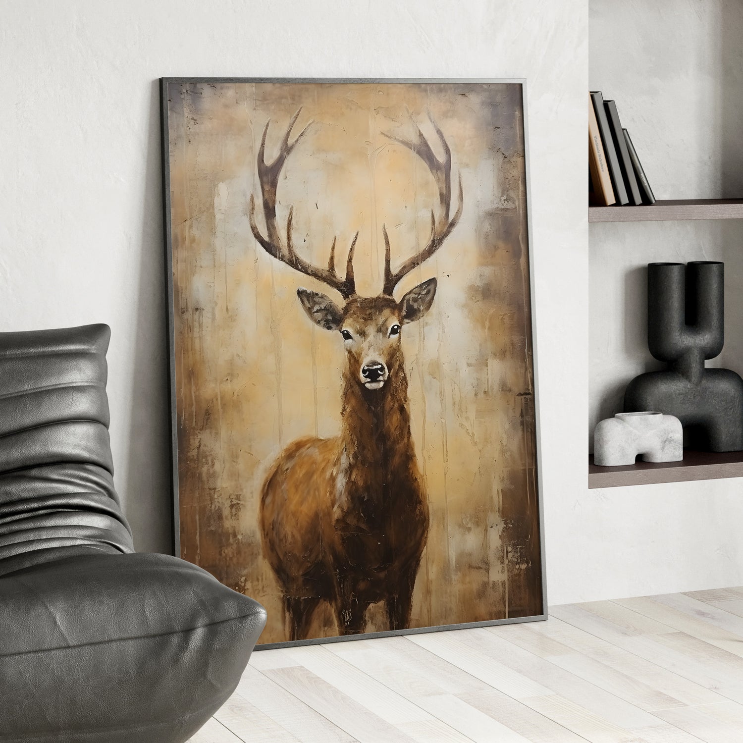 Framed Paper Print - Golden Stag Majesty