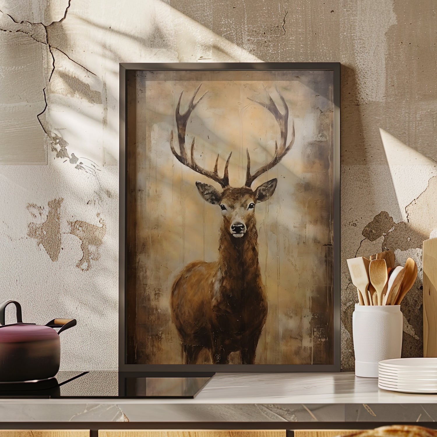 Framed Paper Print - Golden Stag Majesty