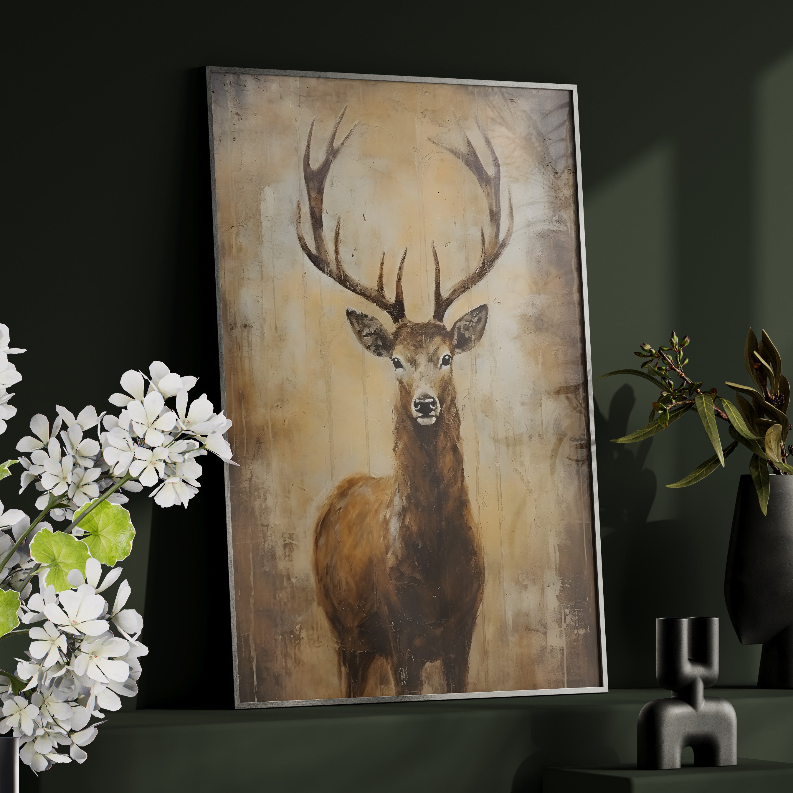 Framed Paper Print - Golden Stag Majesty