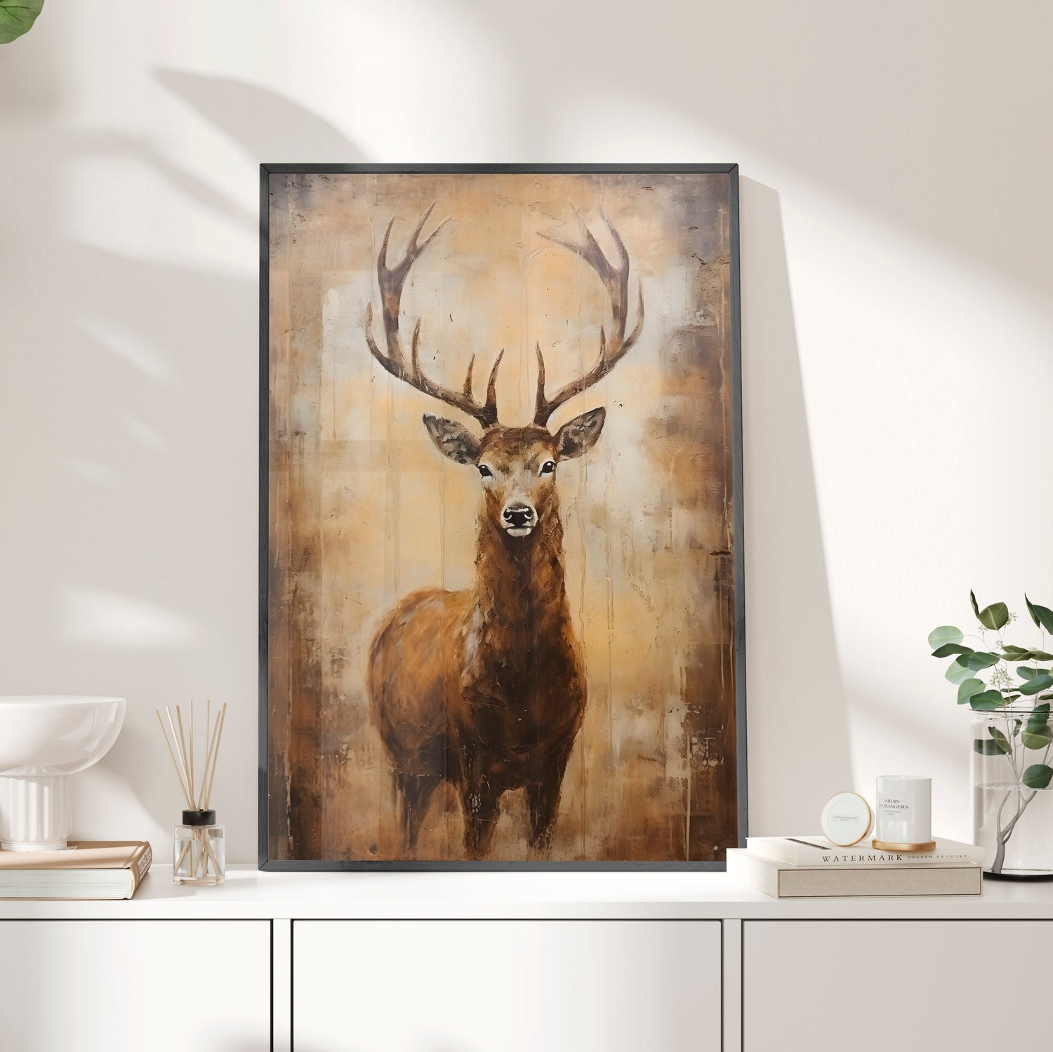 Framed Paper Print - Golden Stag Majesty