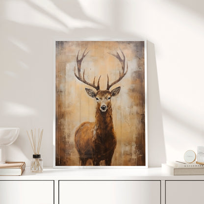 Framed Paper Print - Golden Stag Majesty