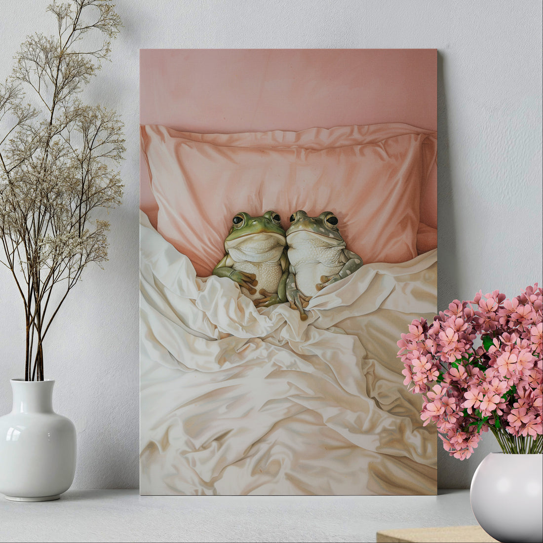 .75&quot; Matte Canvas - Cozy Frogs Romantic Bliss