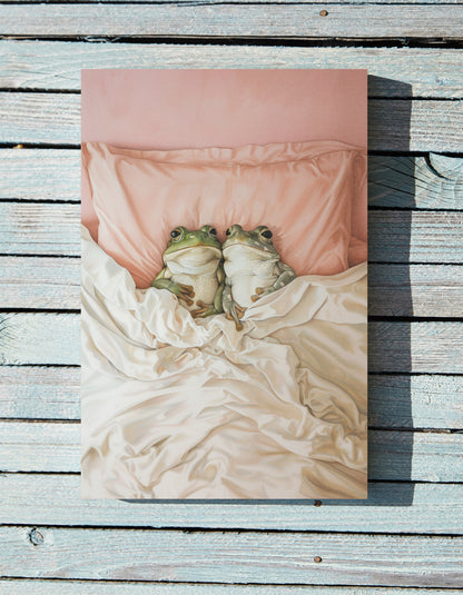 .75&quot; Matte Canvas - Cozy Frogs Romantic Bliss