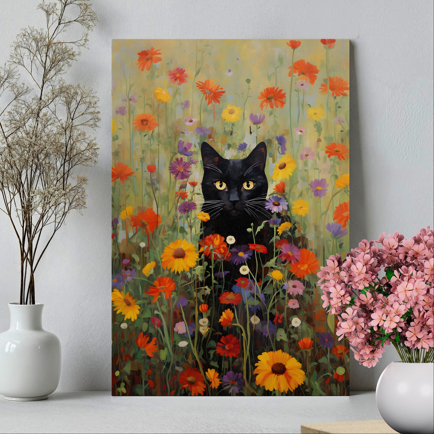 .75&quot; Matte Canvas - Feline Floral Fantasia