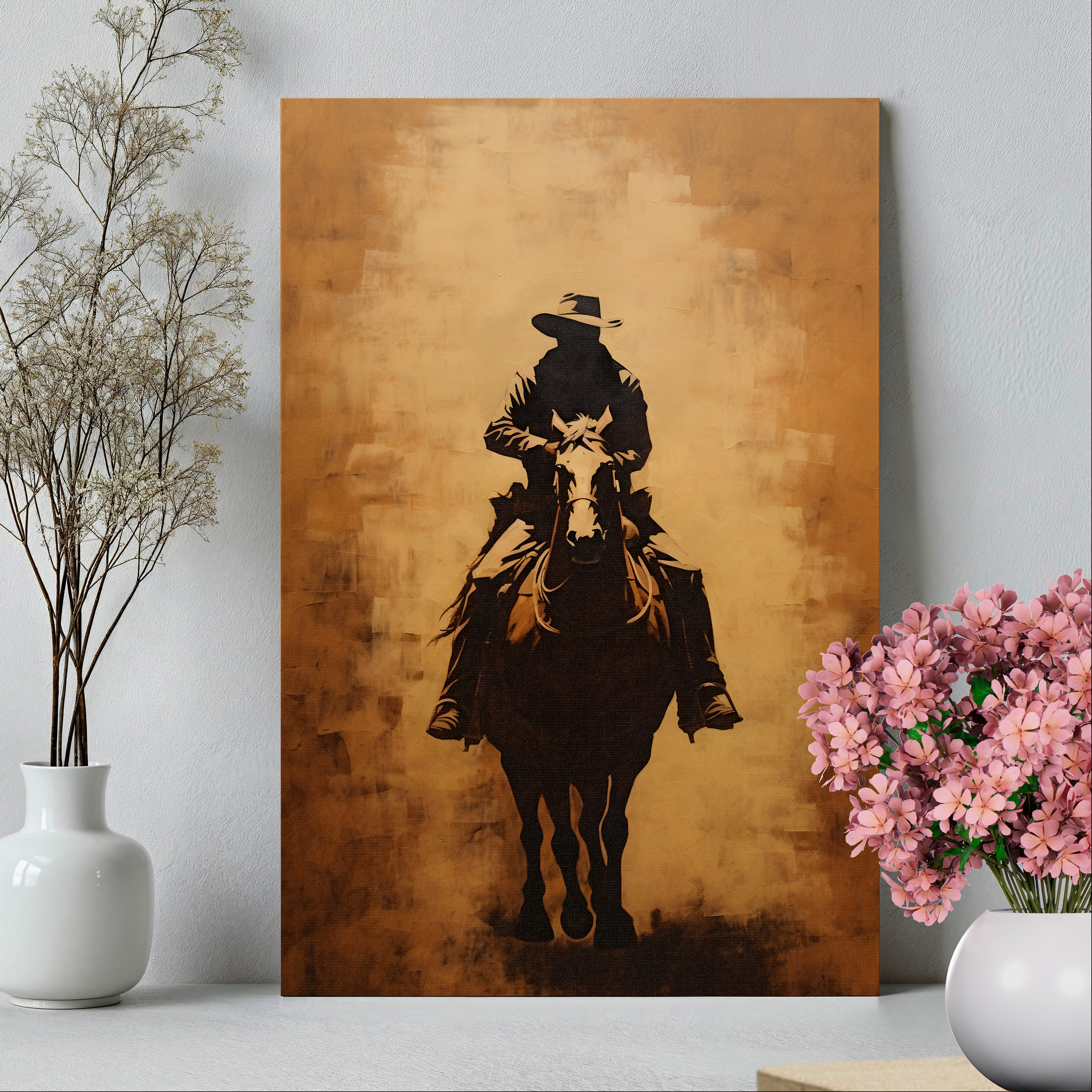 .75&quot; Matte Canvas - Cowboy Rider Silhouette