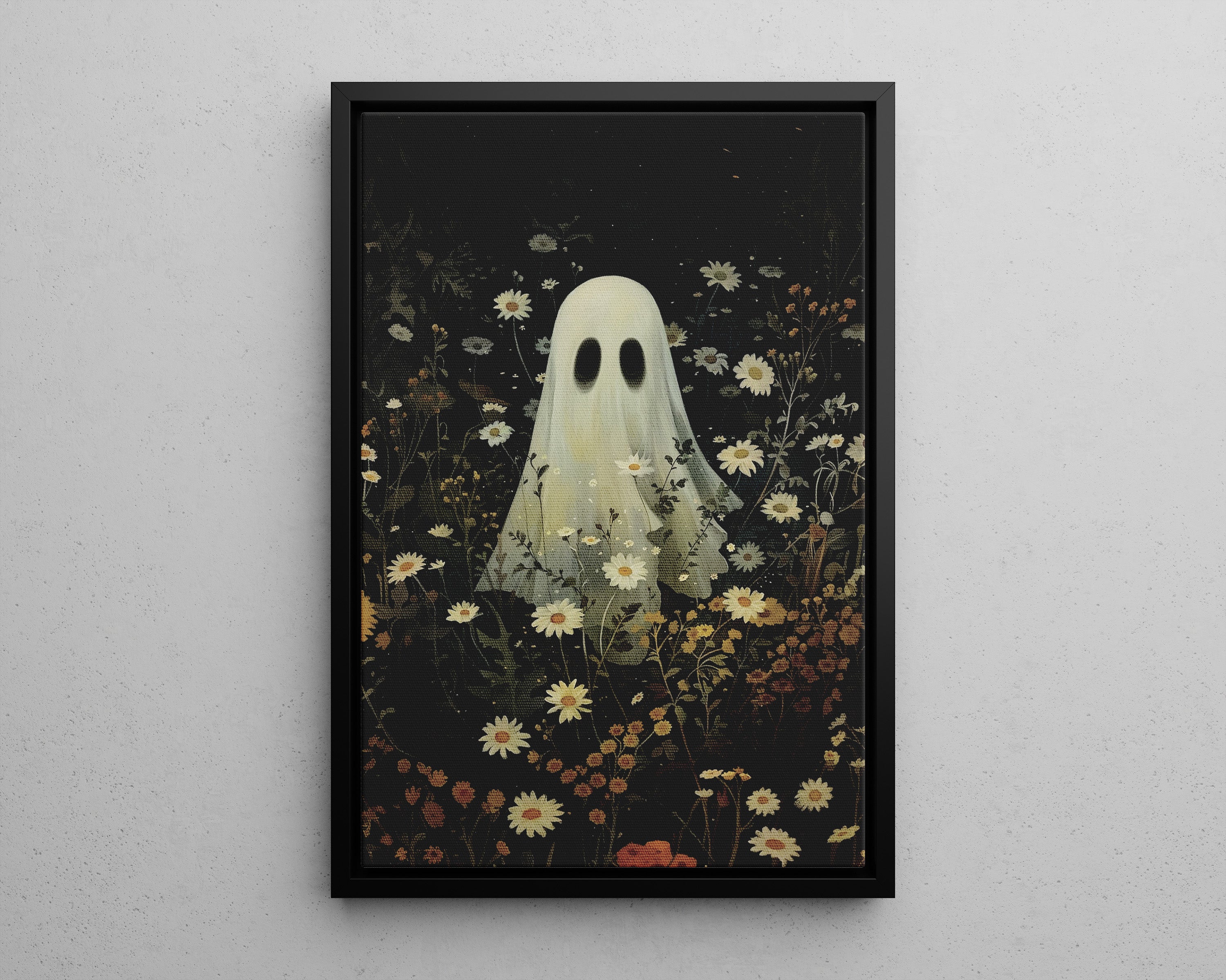 Framed Canvas - Daisy Meadow Ghost