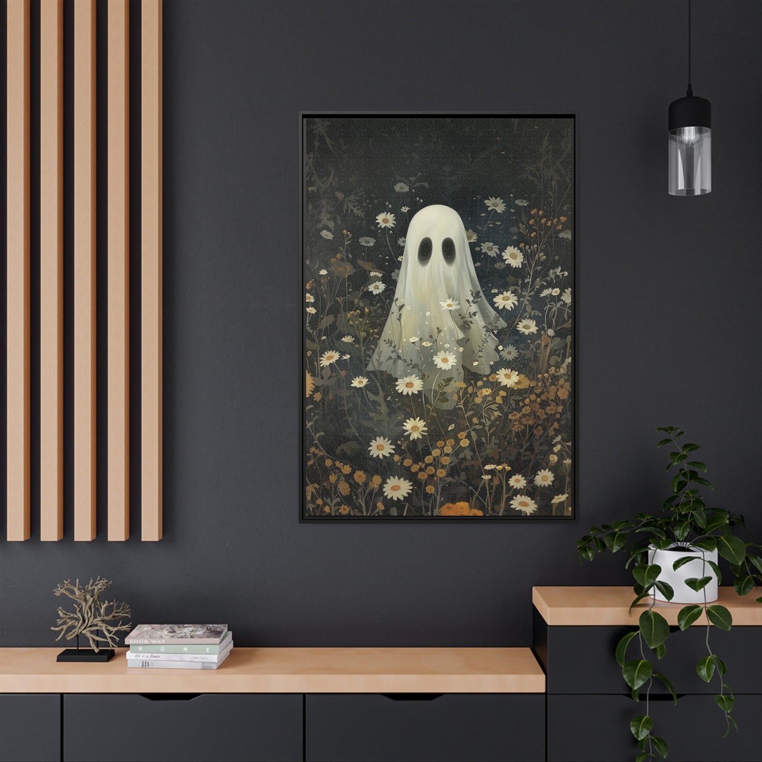 Framed Canvas - Daisy Meadow Ghost