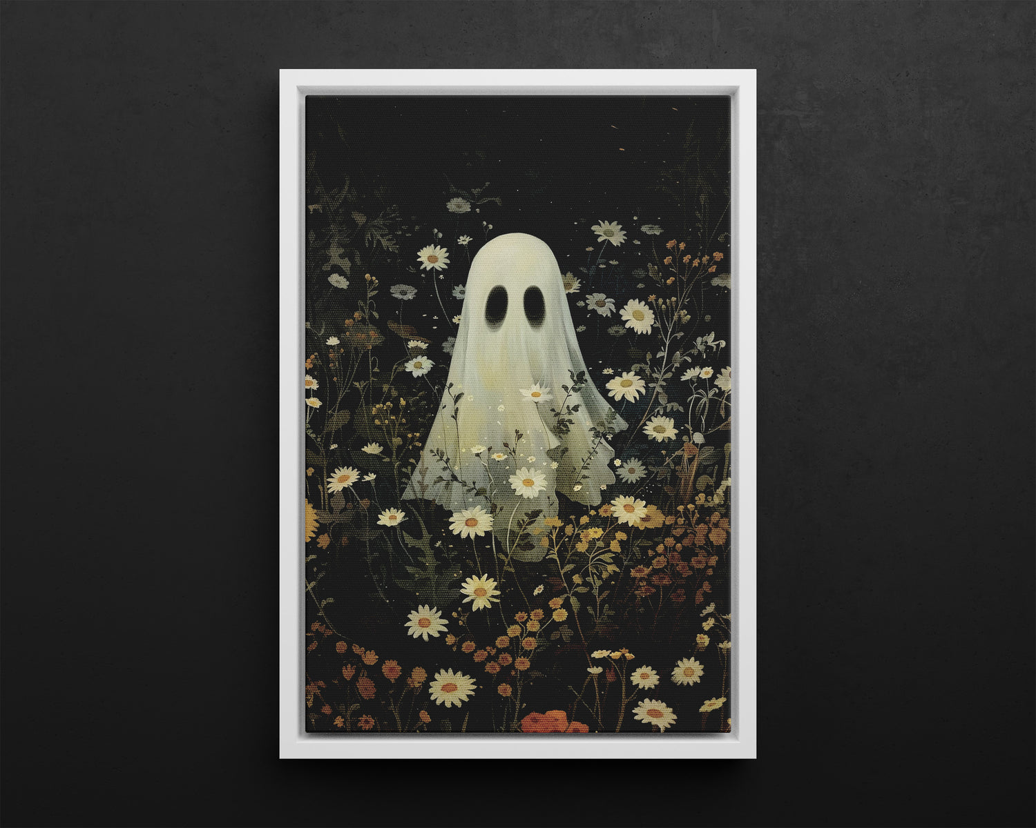 Framed Canvas - Daisy Meadow Ghost