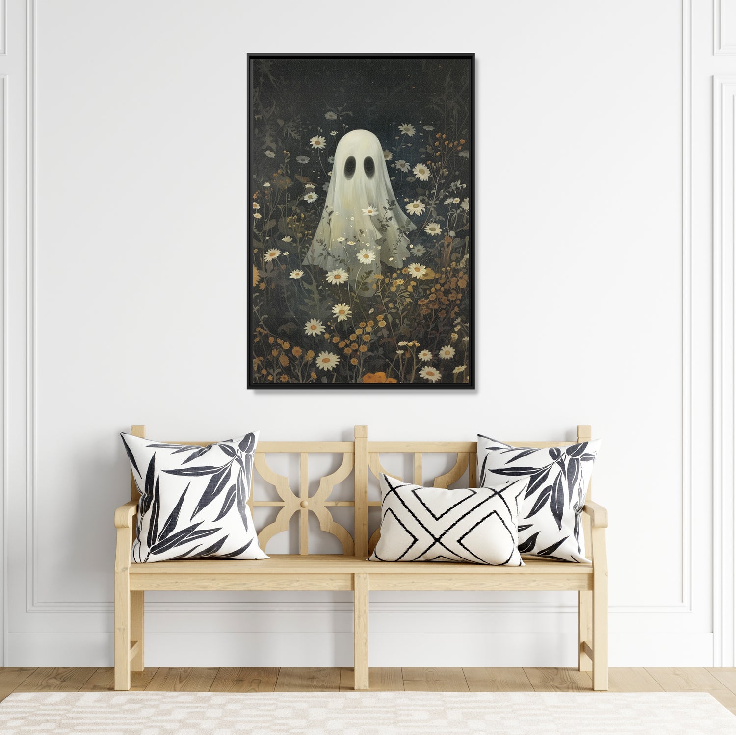 Framed Canvas - Daisy Meadow Ghost