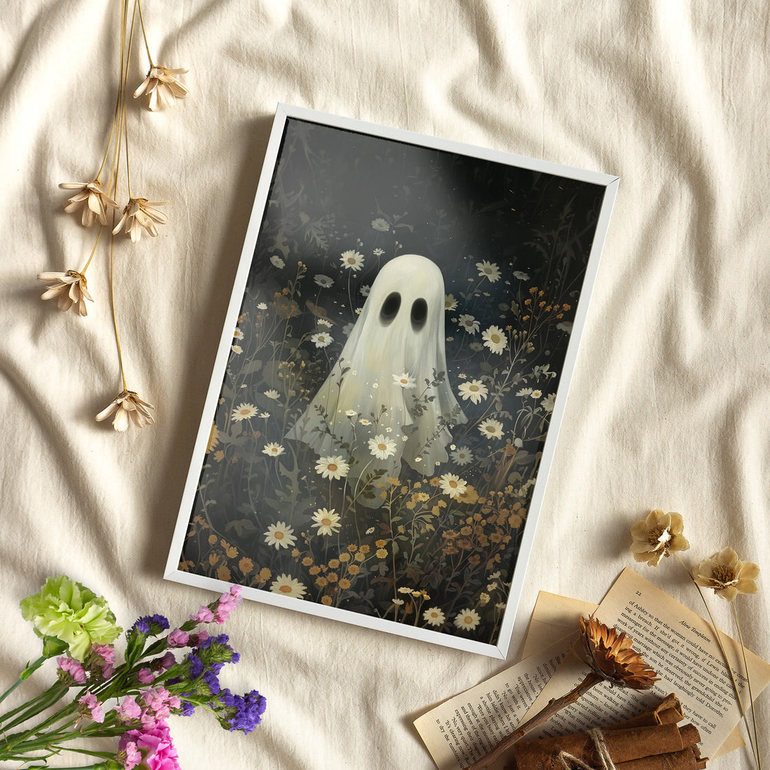 Framed Paper Print - Daisy Meadow Ghost