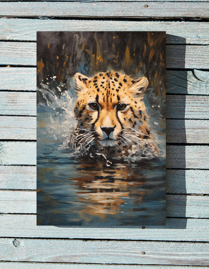 .75&quot; Matte Canvas - Aqua Sprinting Cheetah