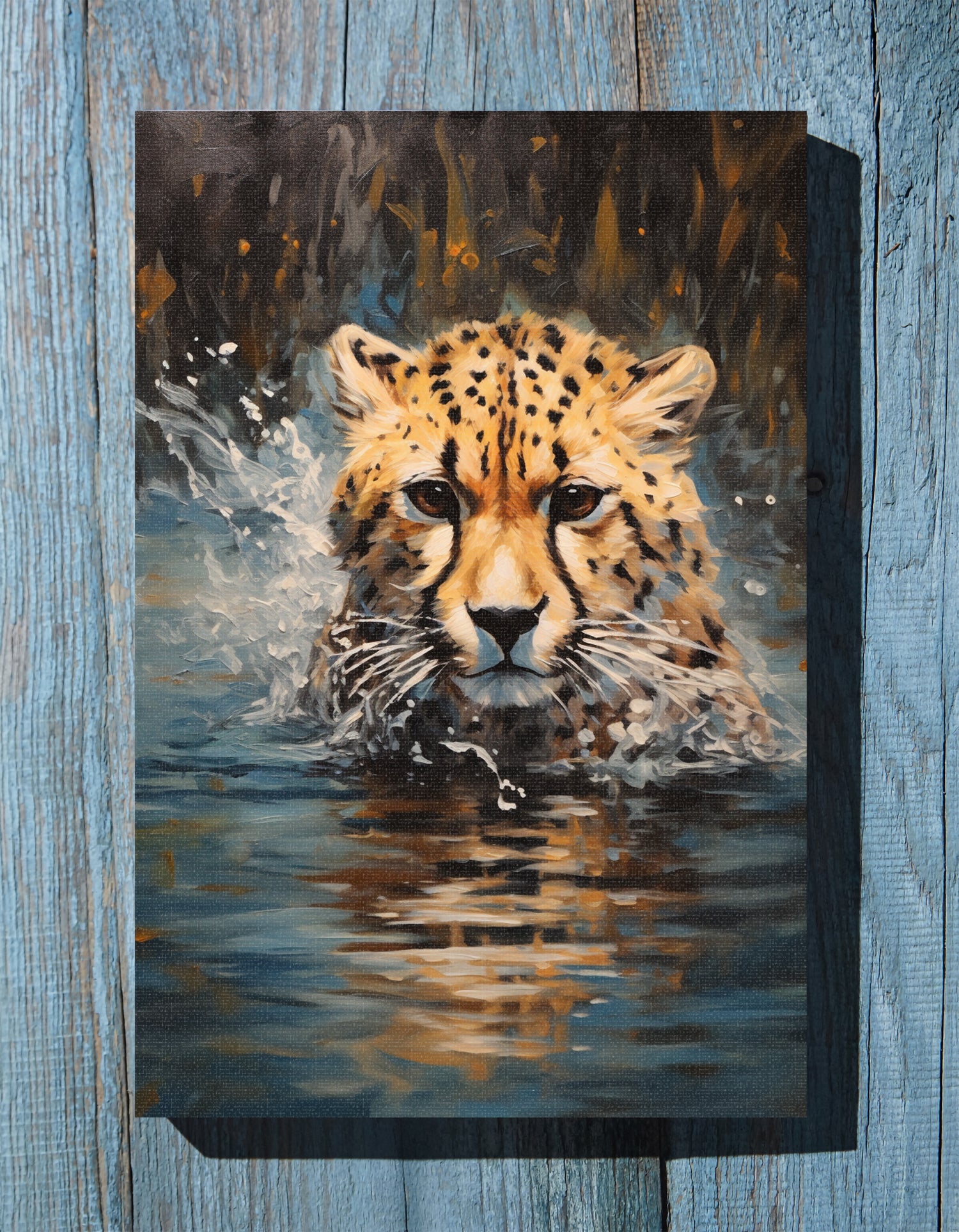 .75&quot; Matte Canvas - Aqua Sprinting Cheetah