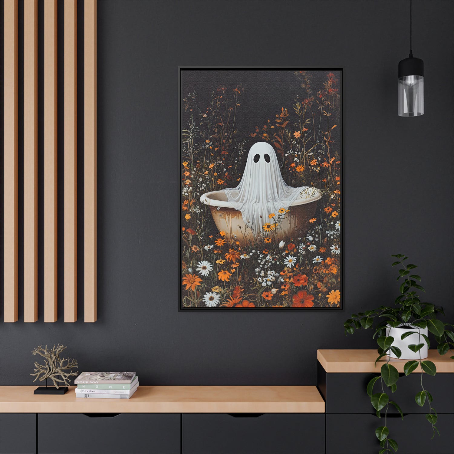 Framed Canvas - Wildflower Bathtub Ghost