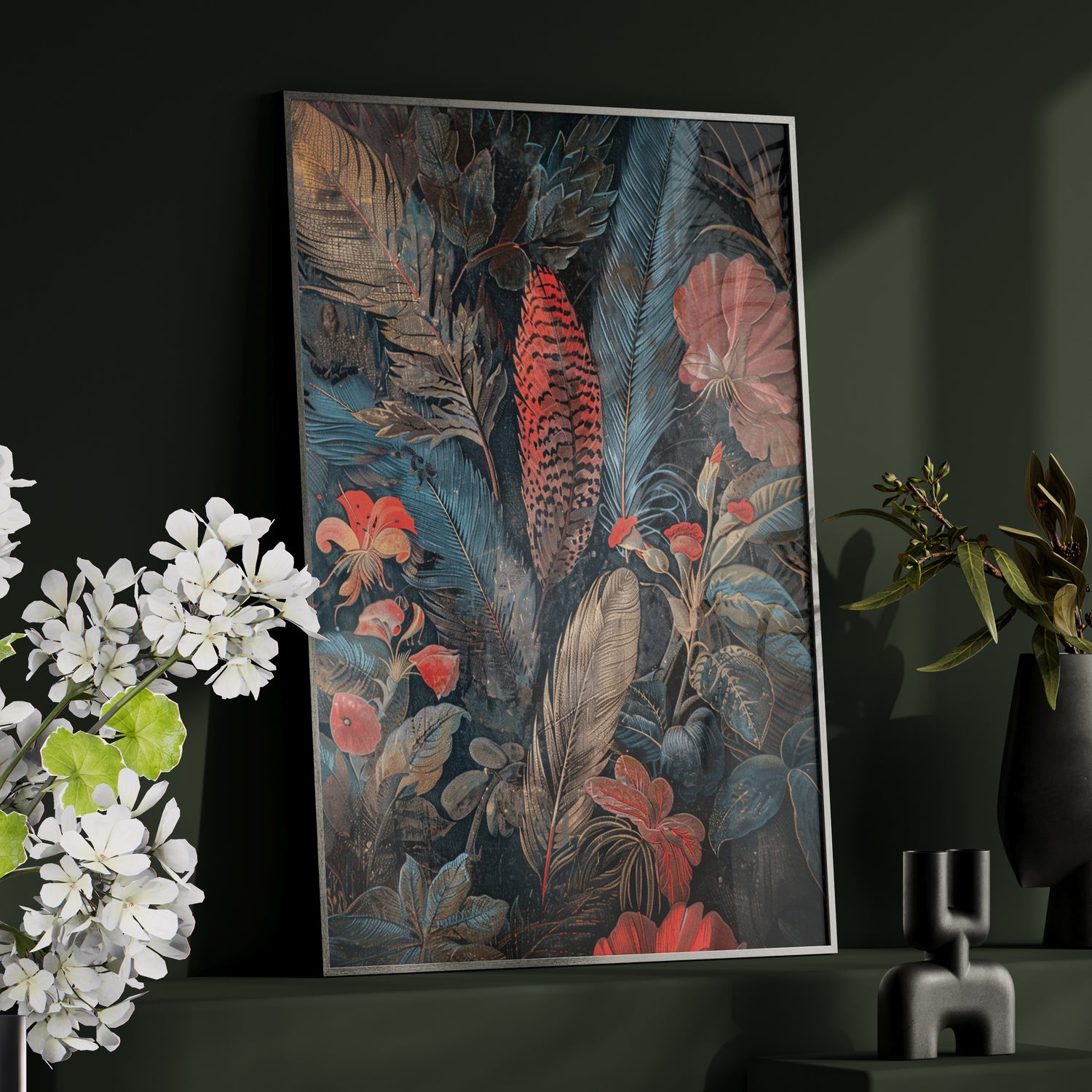 Framed Paper Print - Midnight Garden Reverie