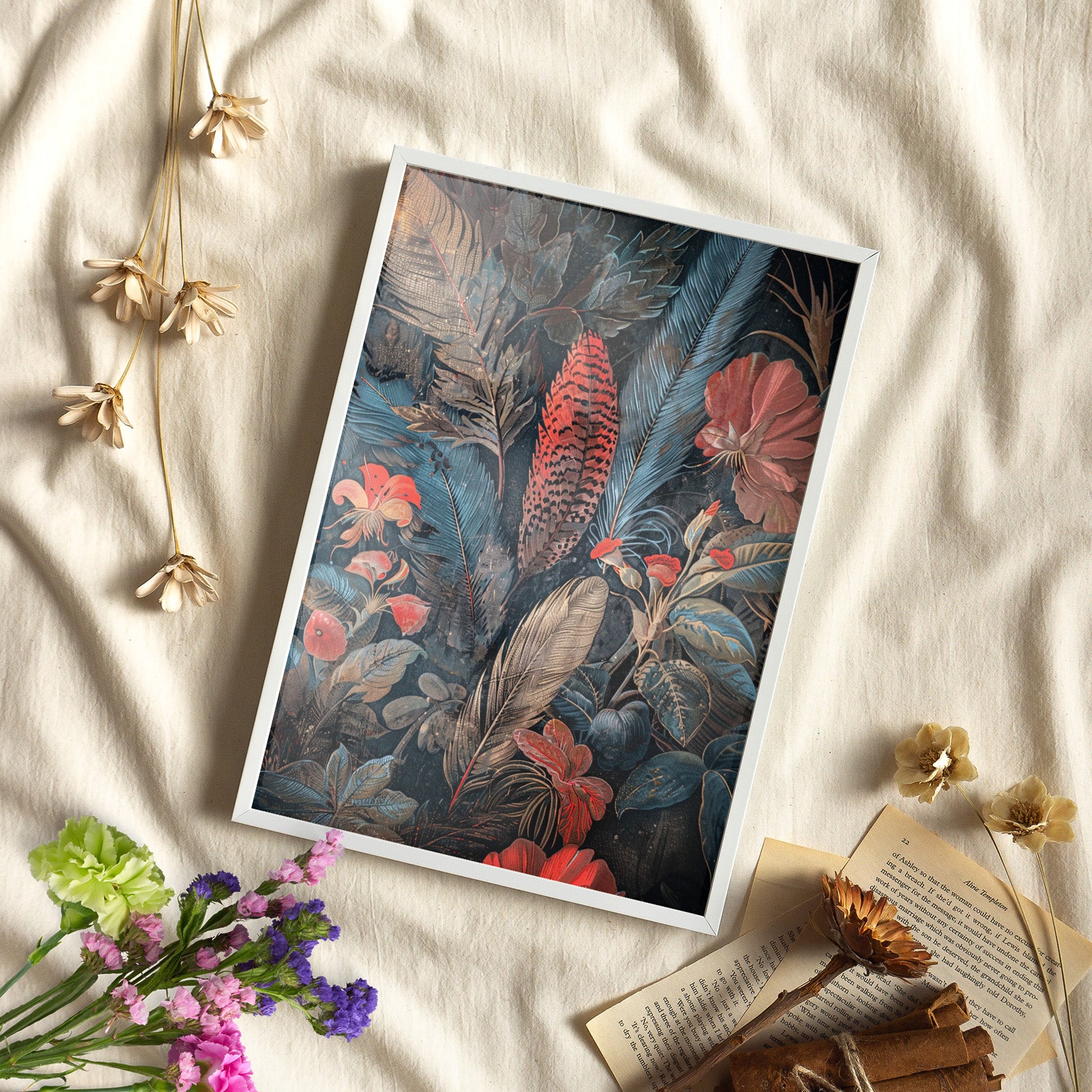 Framed Paper Print - Midnight Garden Reverie