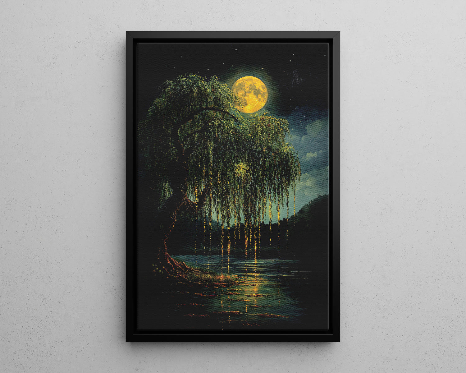 Framed Canvas - Moonlit Willow Glow
