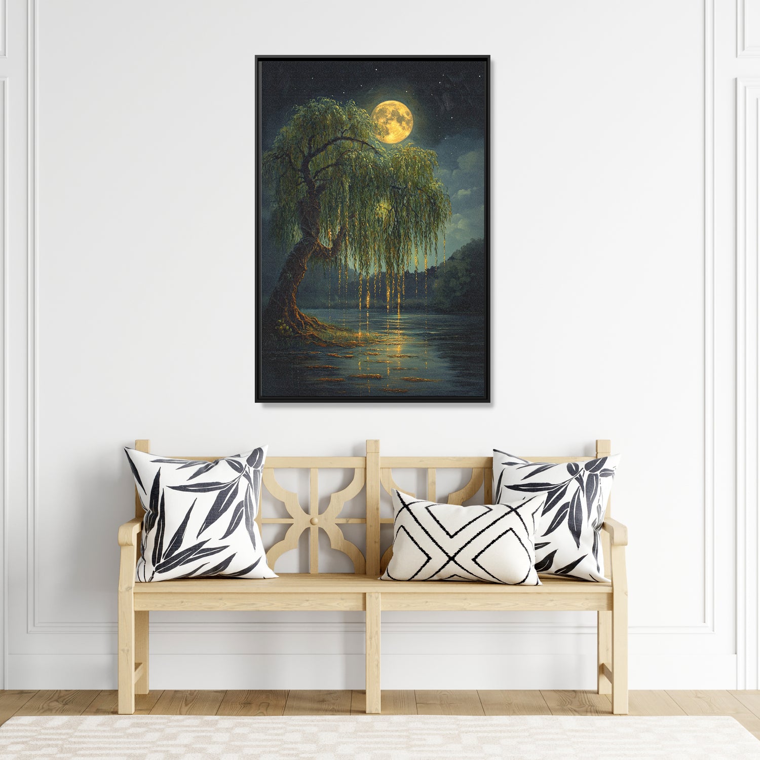 Framed Canvas - Moonlit Willow Glow