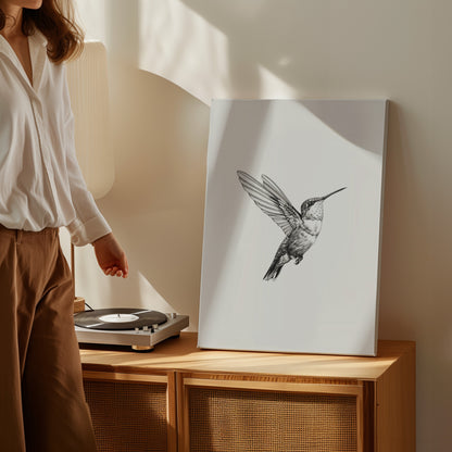 .75" Matte Canvas - Flying Hummingbird Line Study