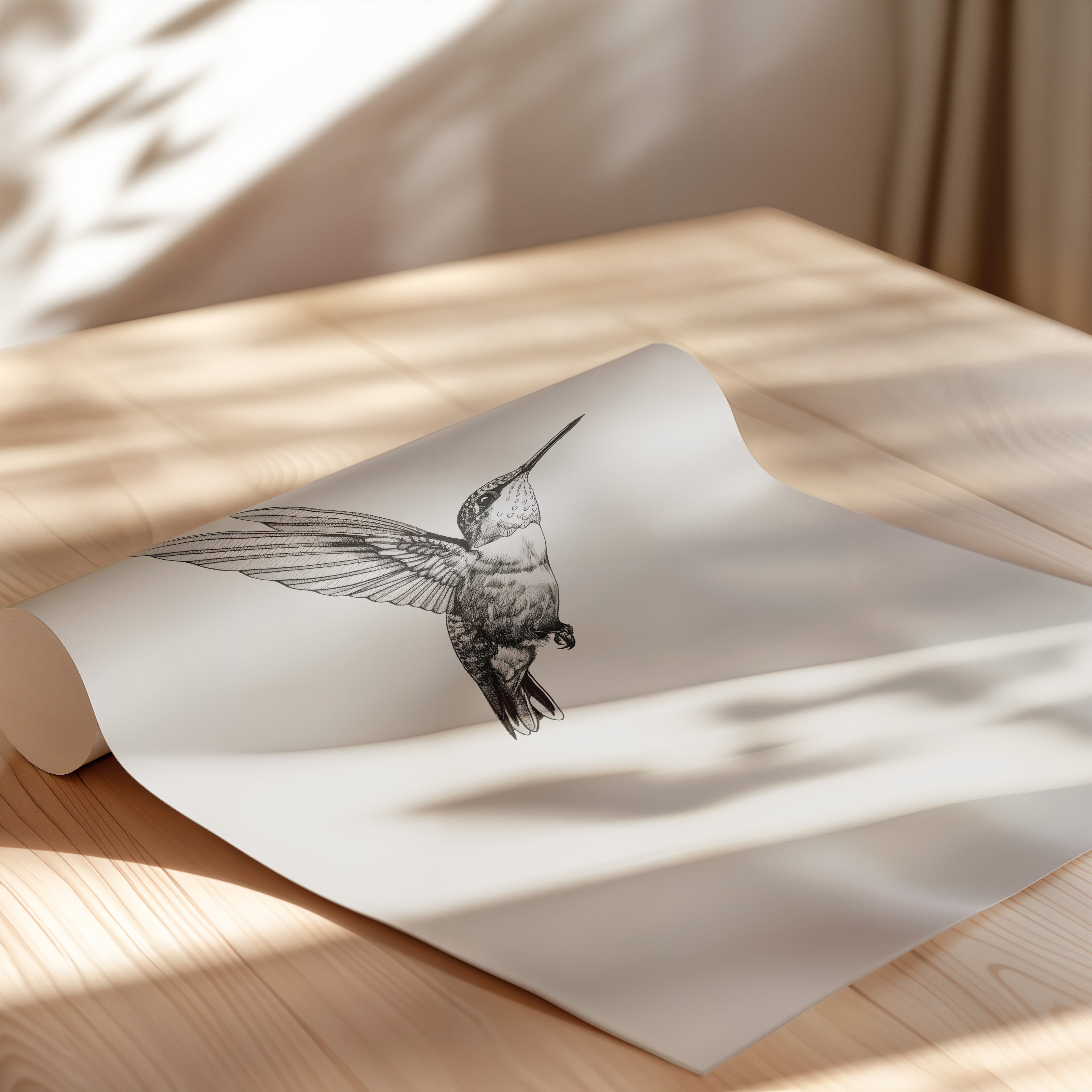 Flying Hummingbird Line Study