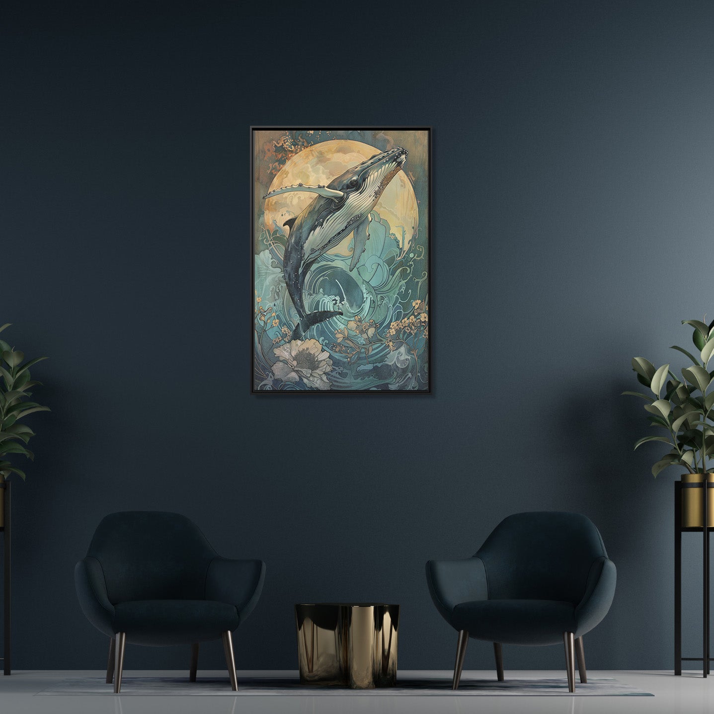 Framed Canvas - Moonrise Humpback Bloom
