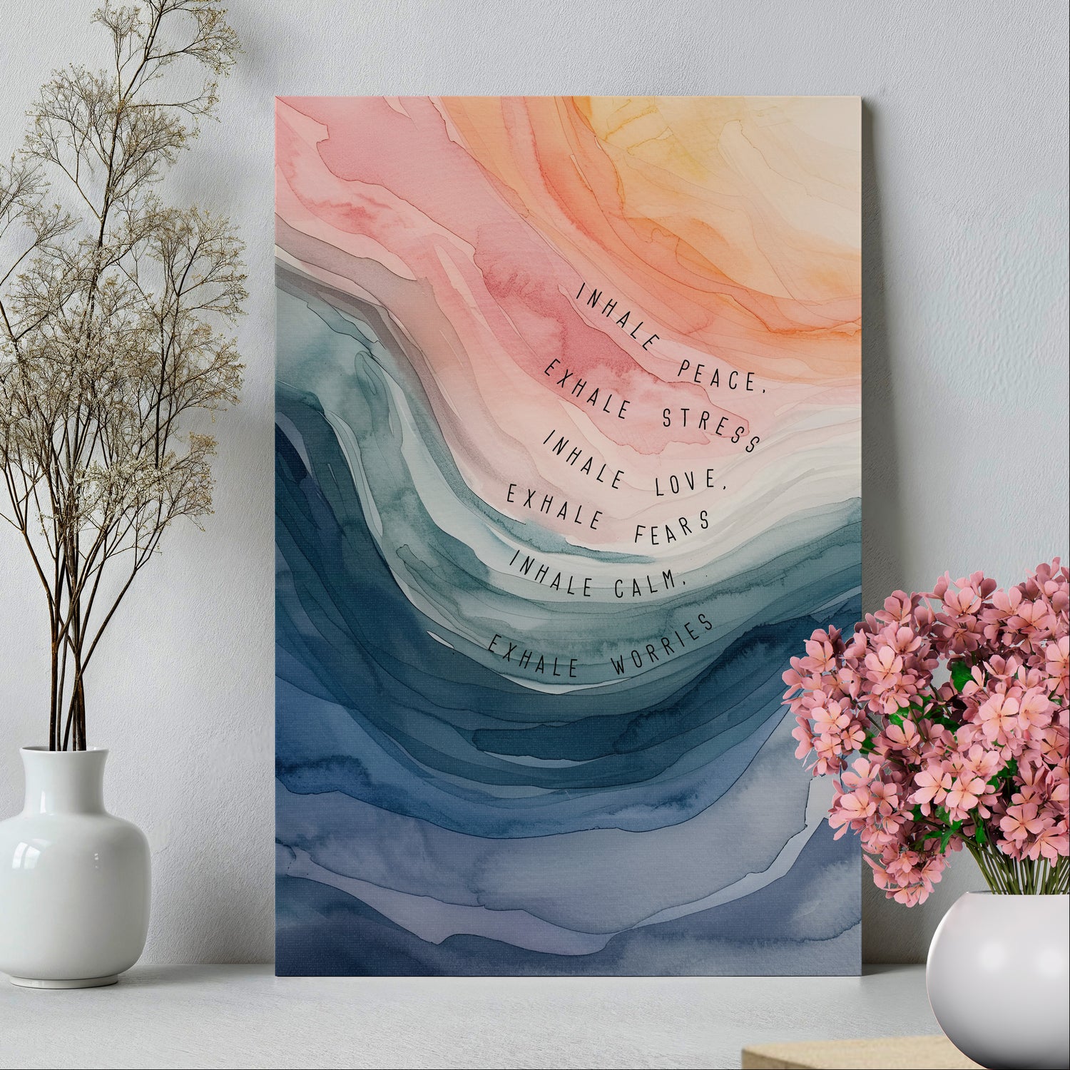 .75" Matte Canvas - Inhale Exhale Watercolor Calm