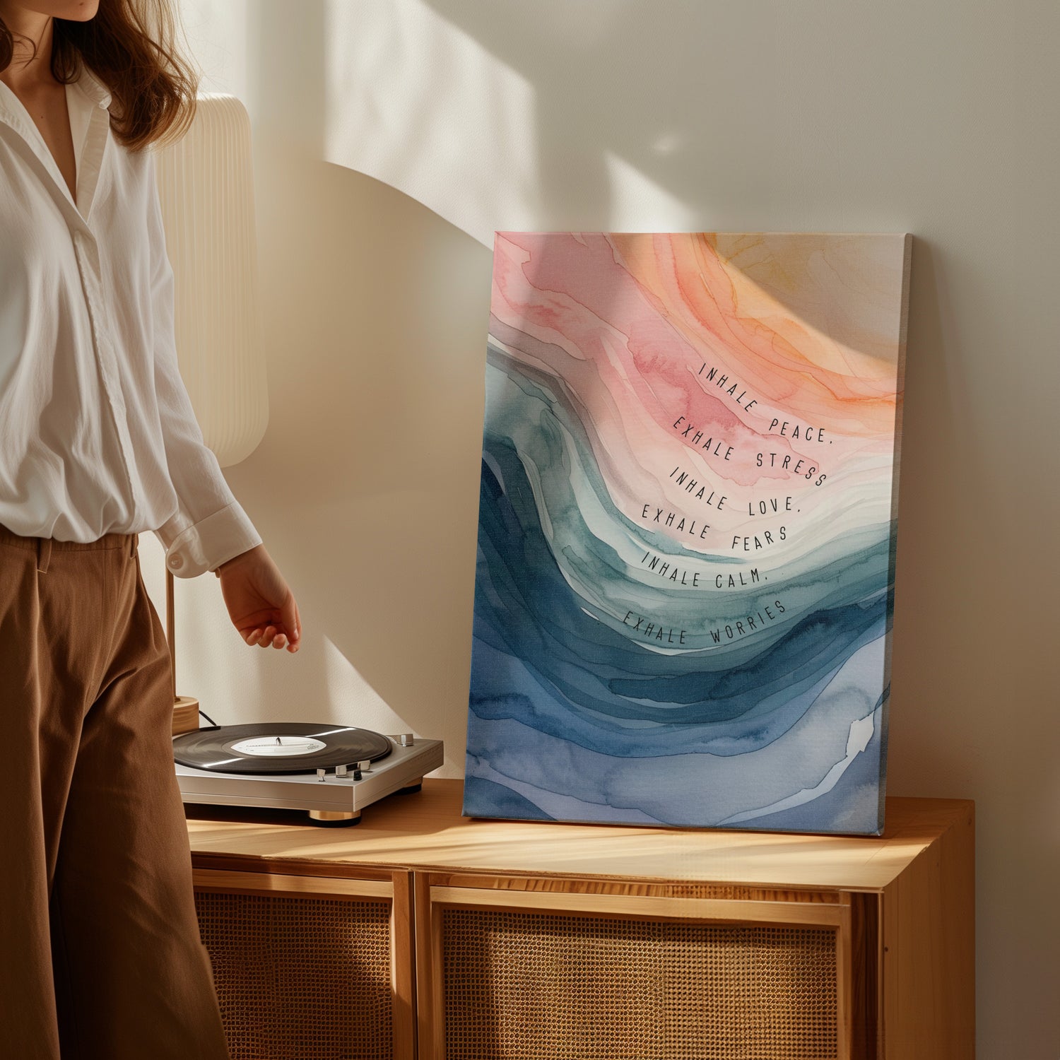 .75" Matte Canvas - Inhale Exhale Watercolor Calm