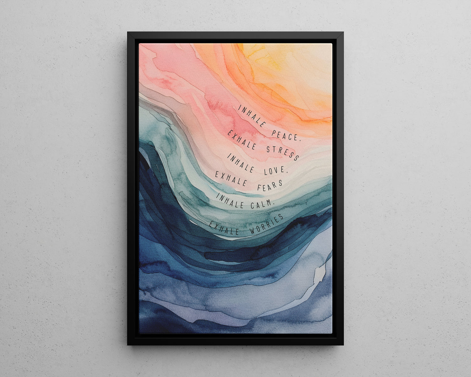 Framed Canvas - Inhale Exhale Watercolor Calm