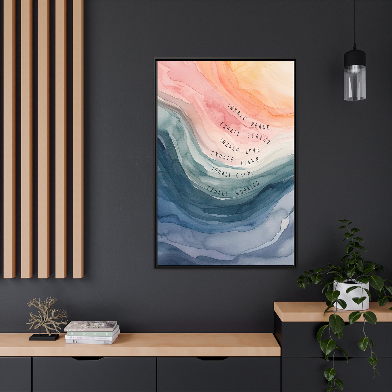 Framed Canvas - Inhale Exhale Watercolor Calm