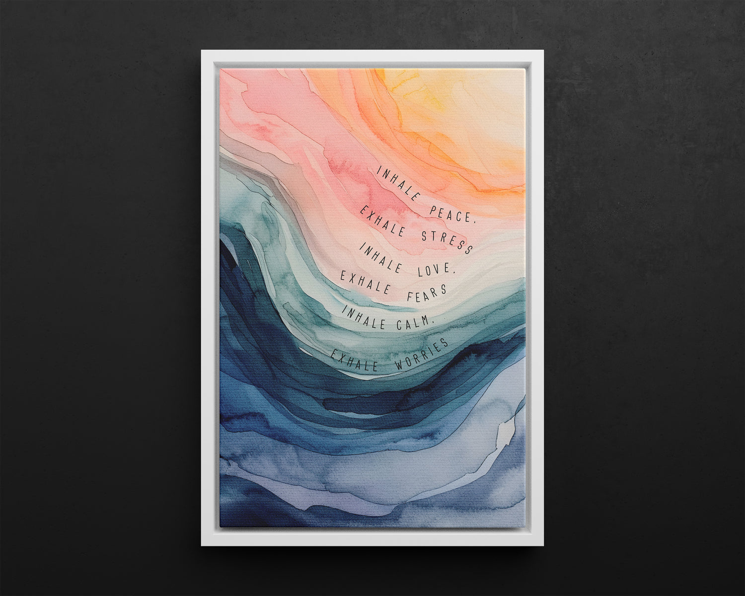 Framed Canvas - Inhale Exhale Watercolor Calm