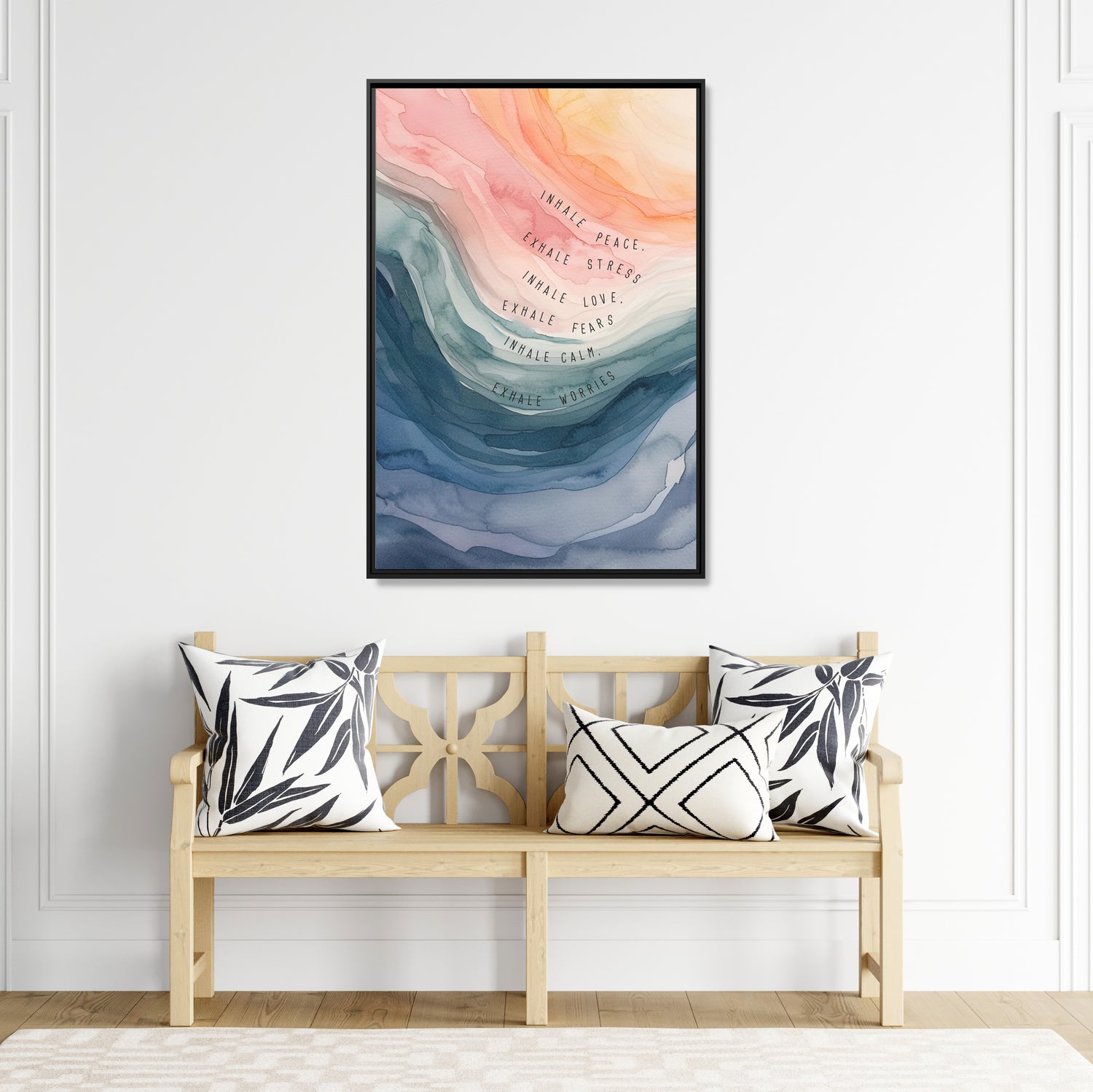 Framed Canvas - Inhale Exhale Watercolor Calm