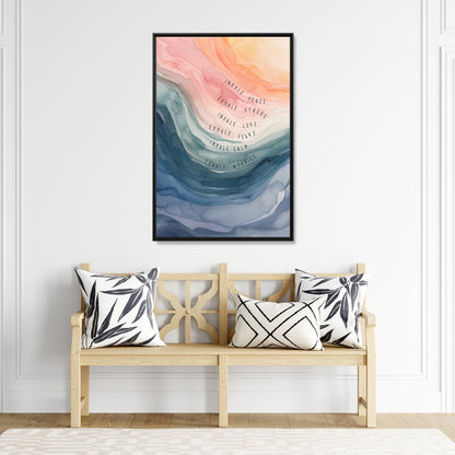 Framed Canvas - Inhale Exhale Watercolor Calm