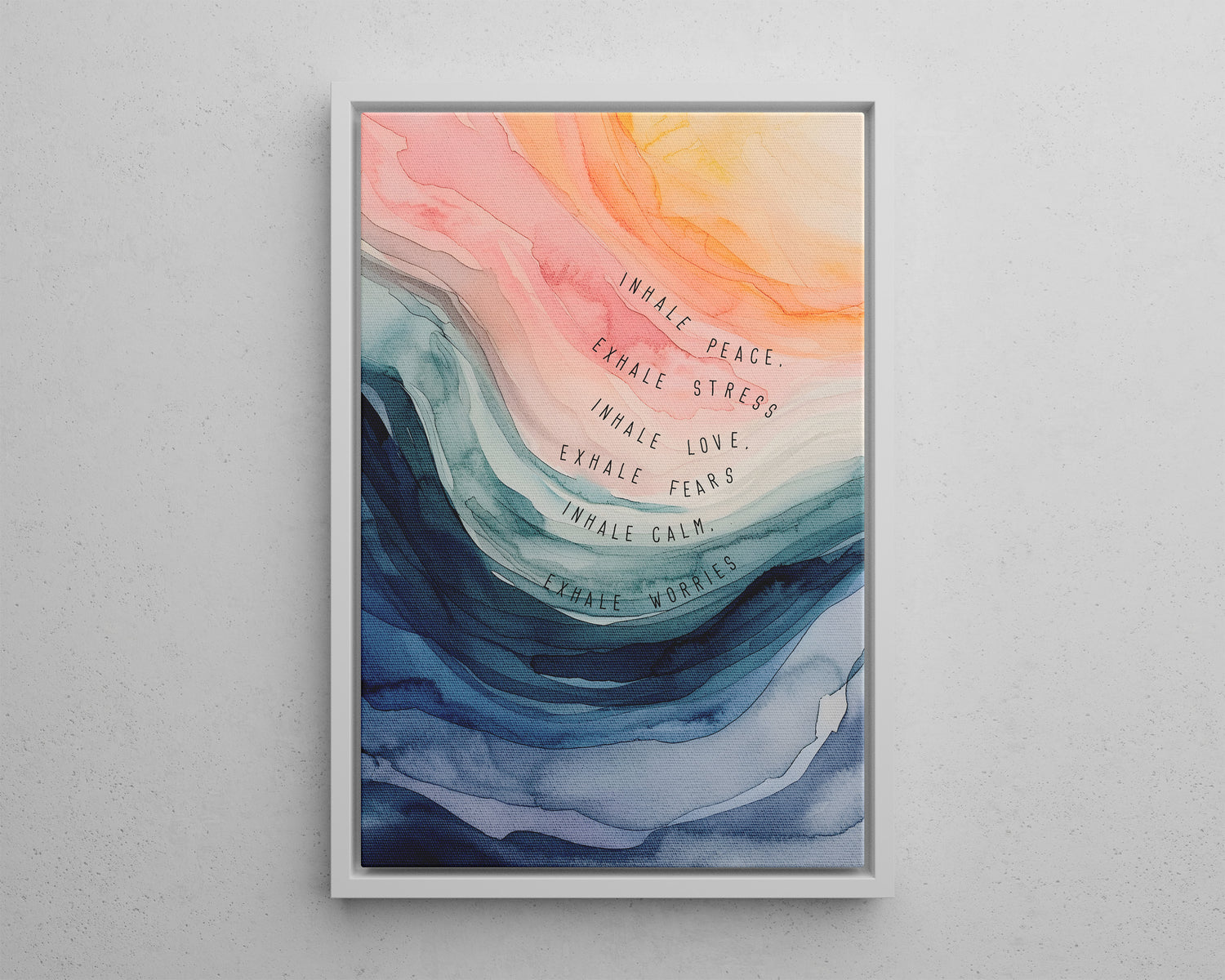 Framed Canvas - Inhale Exhale Watercolor Calm