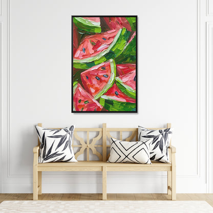 Framed Canvas - Juicy Watermelon Slices