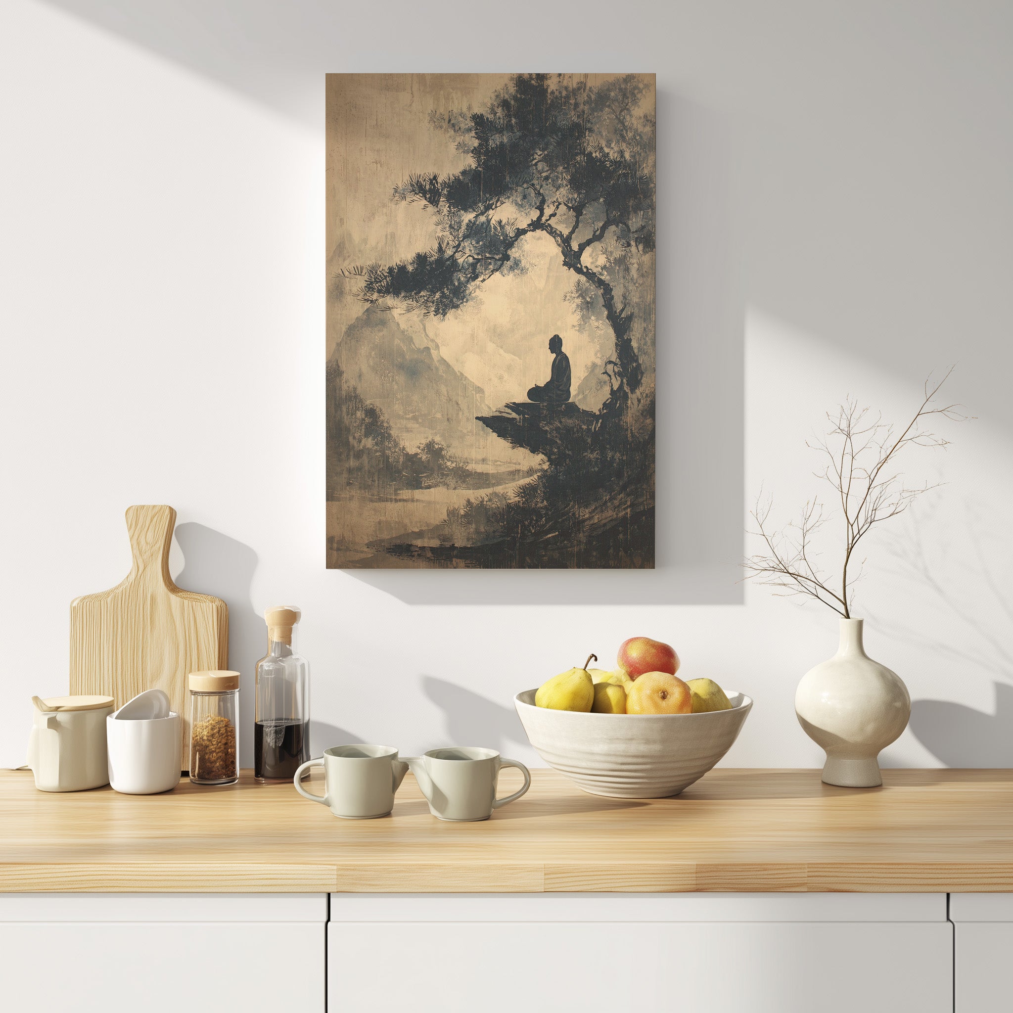 .75" Matte Canvas - Mountain Tree Zen Silence