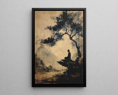 Framed Canvas - Mountain Tree Zen Silence