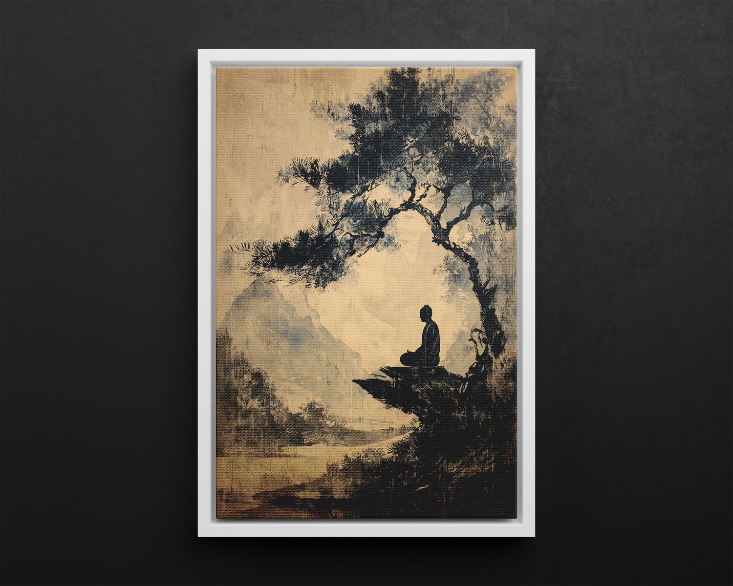 Framed Canvas - Mountain Tree Zen Silence