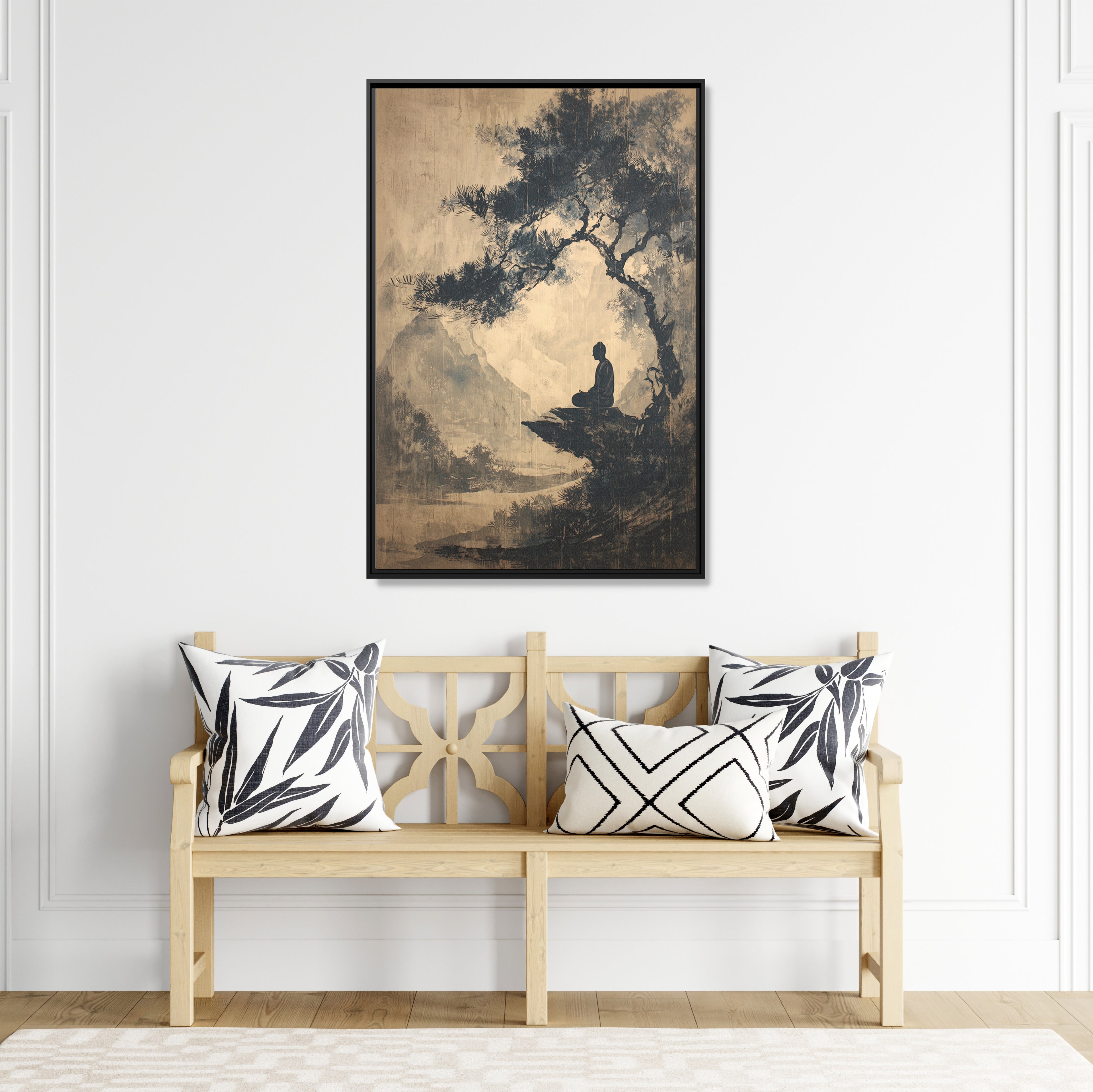 Framed Canvas - Mountain Tree Zen Silence