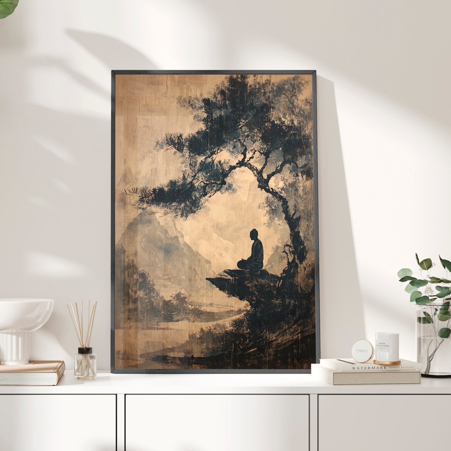 Framed Paper Print - Mountain Tree Zen Silence