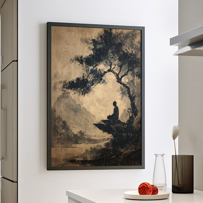 Framed Paper Print - Mountain Tree Zen Silence