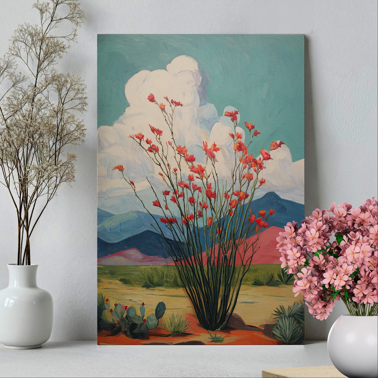 1.25" Matte Canvas - Ocotillo Cactus Desert Bloom