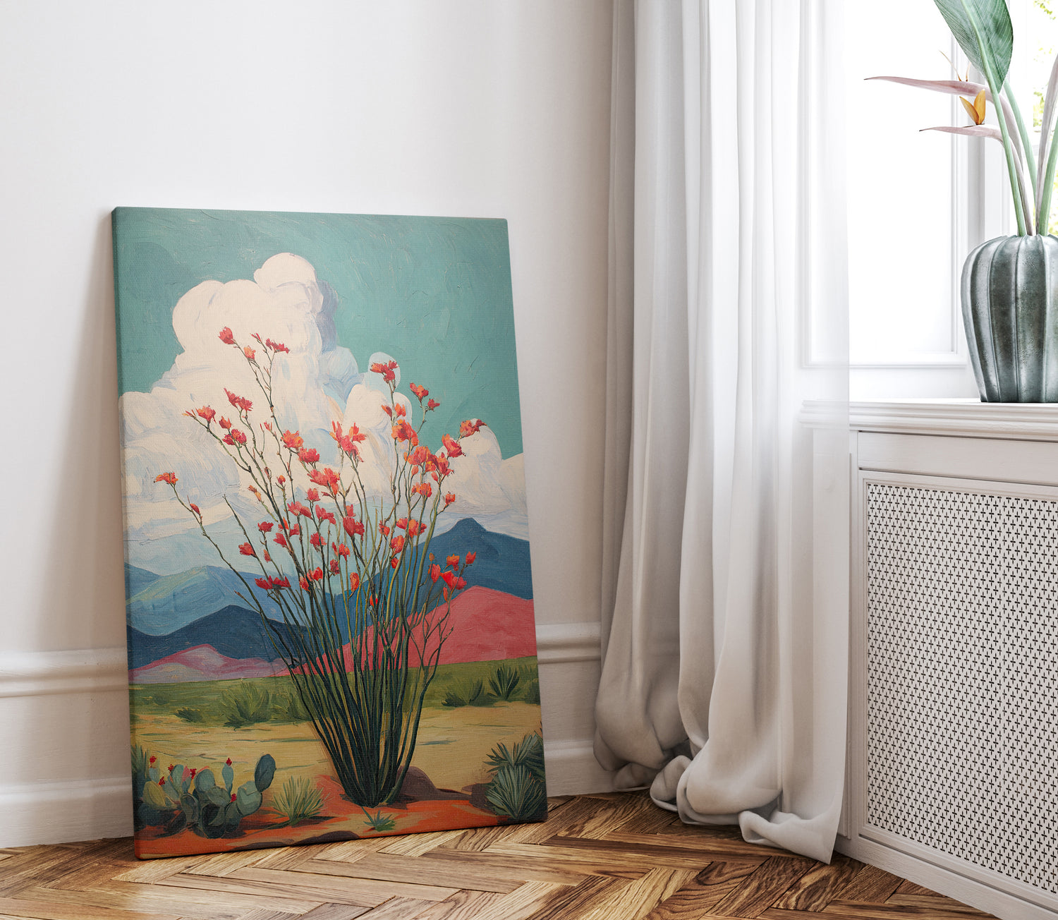 1.25" Matte Canvas - Ocotillo Cactus Desert Bloom
