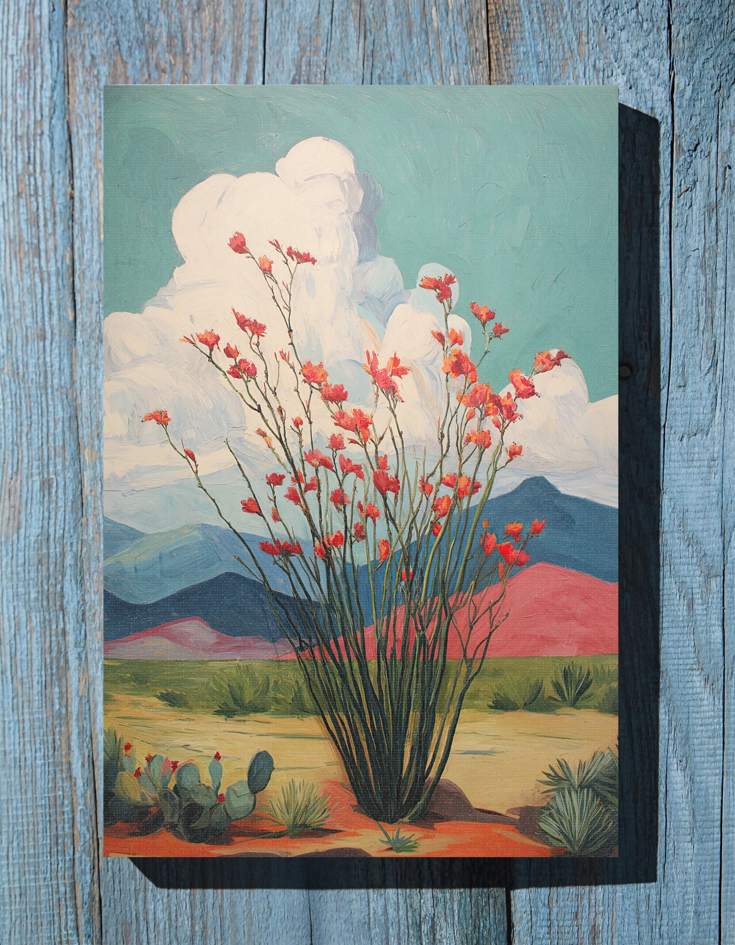 1.25" Matte Canvas - Ocotillo Cactus Desert Bloom