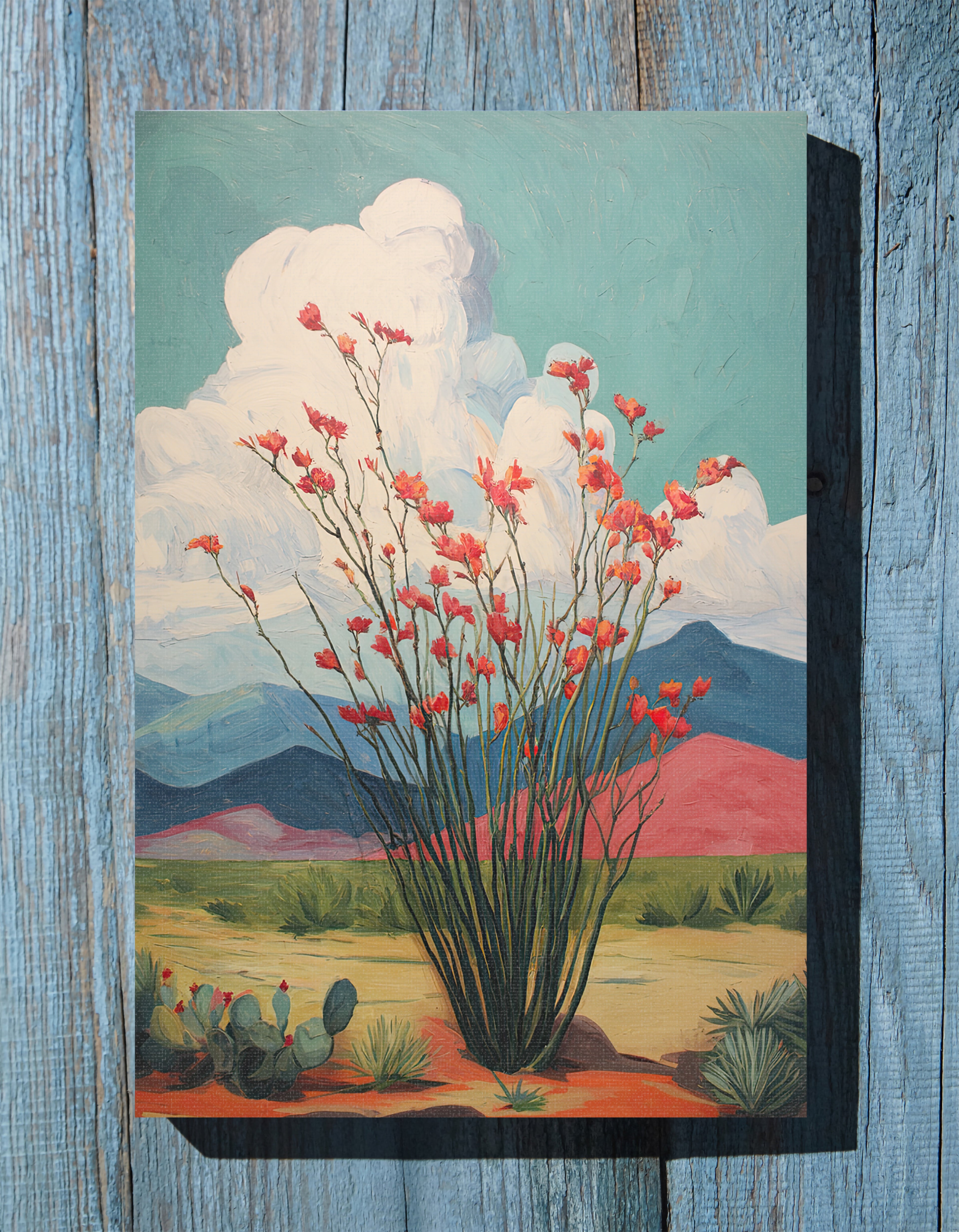 1.25" Matte Canvas - Ocotillo Cactus Desert Bloom