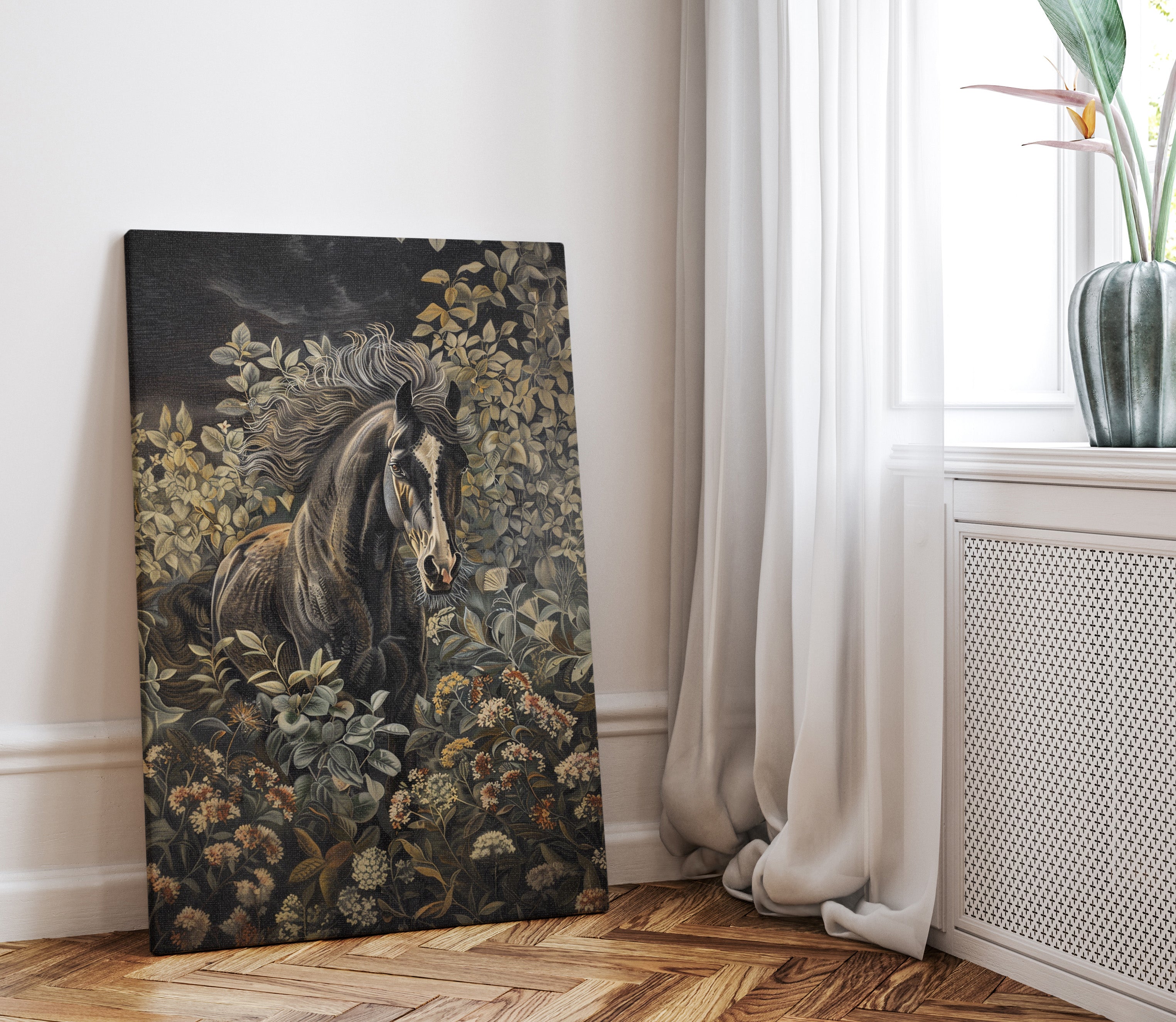 .75&quot; Matte Canvas - Equine Elegance in Twilight Bloom